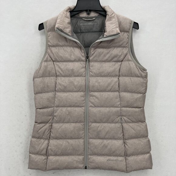 Eddie Bauer EB650 Goose Down Puffer Vest Women's Medium Beige Outdoor Travel - Picture 1 of 11